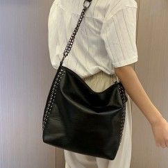 Versatile PU Leather Handbag with Studded Accents – Stylish and Durabl