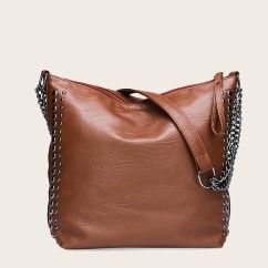 Versatile PU Leather Handbag with Studded Accents – Stylish and Durabl