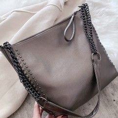 Versatile PU Leather Handbag with Studded Accents – Stylish and Durabl