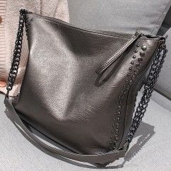 Versatile PU Leather Handbag with Studded Accents – Stylish and Durabl
