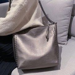 Versatile PU Leather Handbag with Studded Accents – Stylish and Durabl