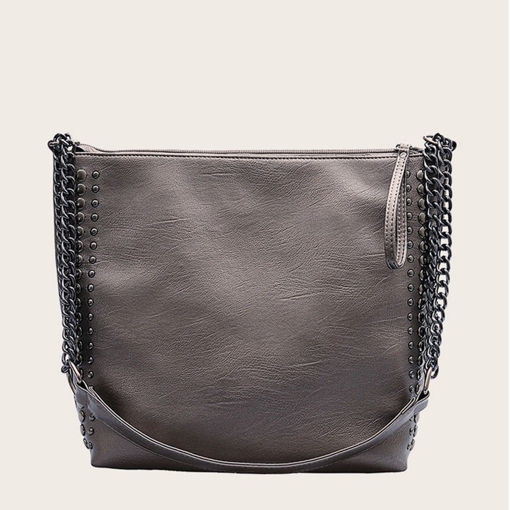 Versatile PU Leather Handbag with Studded Accents – Stylish and Durabl